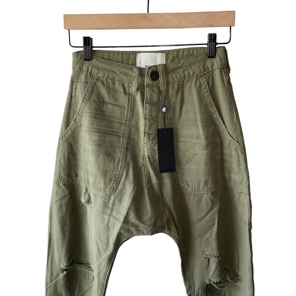 One Teaspoon Size 22 Green Safari Sinners Distressed Button Harem Pants - New - Picture 2 of 11